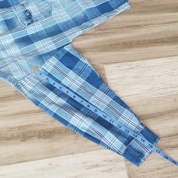 Mango Jean's Snap Down Chambray Check Shirt - Picture 7 of 7